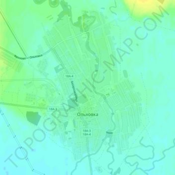 Топографическая карта Ольховка, высота, рельеф