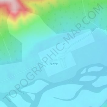 Топографическая карта Хужир, высота, рельеф