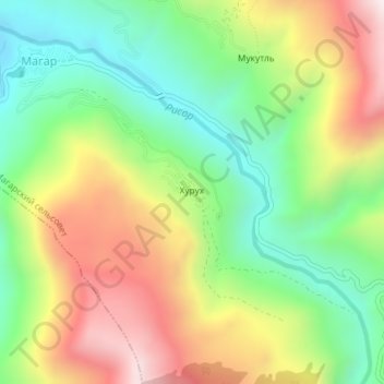 Топографическая карта Хурух, высота, рельеф