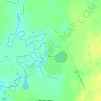 Топографическая карта Кёнга, высота, рельеф