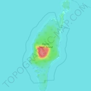 Топографическая карта Giants Tomb Island, высота, рельеф