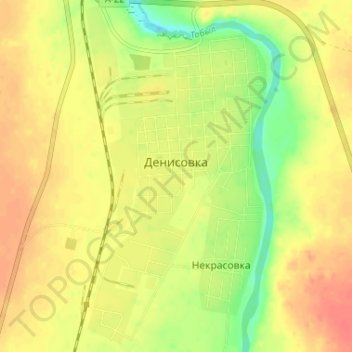 Топографическая карта Денисовка, высота, рельеф