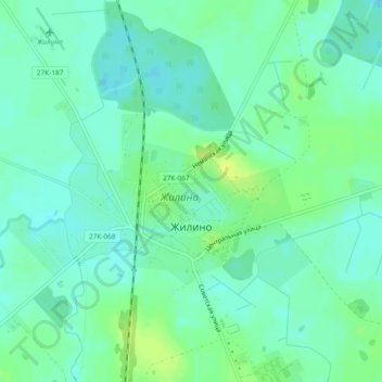 Топографическая карта Жилино, высота, рельеф