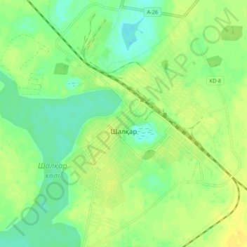 Топографическая карта Шалкар, высота, рельеф