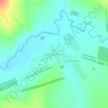 Топографическая карта Екатериновка, высота, рельеф