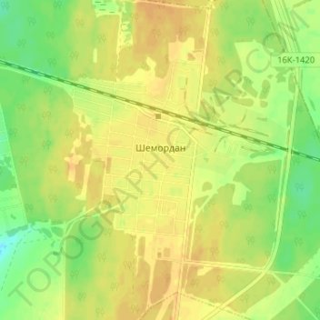 Топографическая карта Шемордан, высота, рельеф
