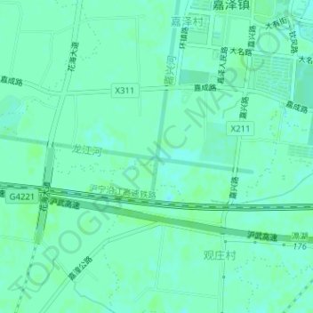 Топографическая карта 龙江河, высота, рельеф