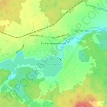 Топографическая карта Красногвардейский, высота, рельеф