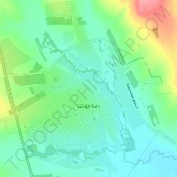 Топографическая карта Шарлык, высота, рельеф