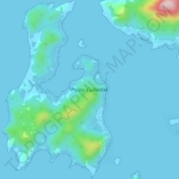 Топографическая карта Pulau Cubadak, высота, рельеф