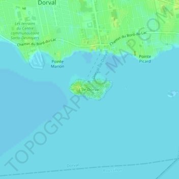 Топографическая карта Île Dorval, высота, рельеф