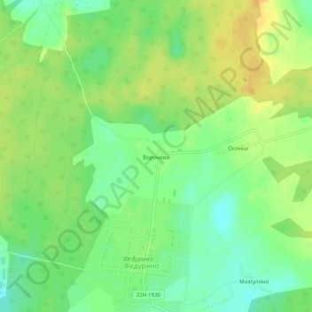 Топографическая карта Вороново, высота, рельеф