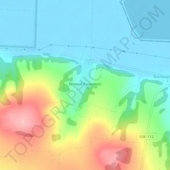 Топографическая карта Малый Разнокол, высота, рельеф
