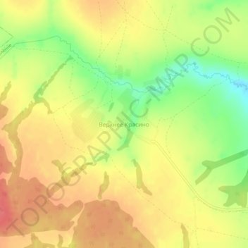 Топографическая карта Верхнее Красино, высота, рельеф