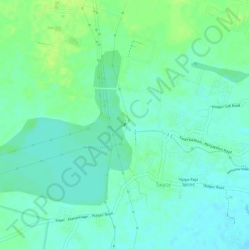 Топографическая карта Thaiyur Lake Outlet, высота, рельеф