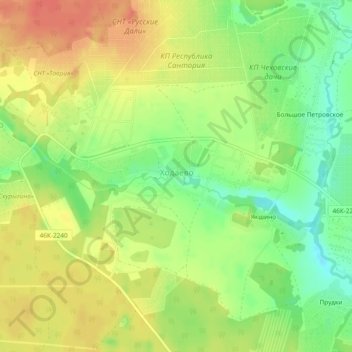 Топографическая карта Ходаево, высота, рельеф