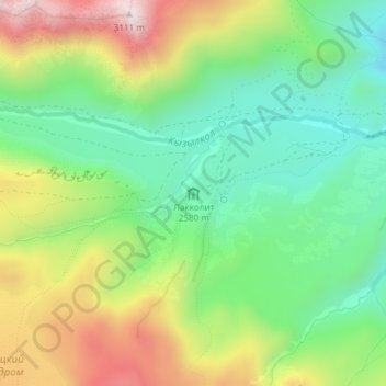 Топографическая карта Лакколит, высота, рельеф
