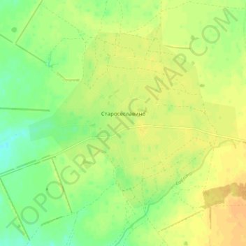Топографическая карта Старосеславино, высота, рельеф