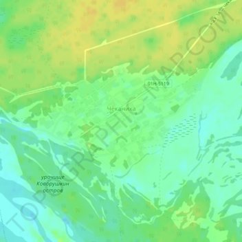 Топографическая карта Чеканиха, высота, рельеф