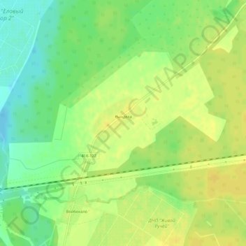 Топографическая карта Рындела, высота, рельеф