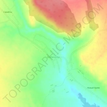 Топографическая карта Балышлы, высота, рельеф