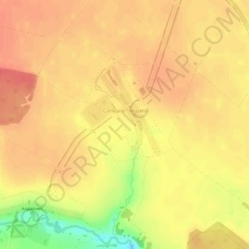 Топографическая карта Салкым-Чишма, высота, рельеф