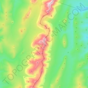Топографическая карта Уральский хребет, высота, рельеф
