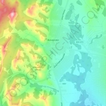 Топографическая карта Аскарово, высота, рельеф