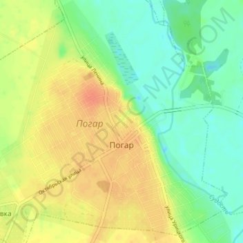 Топографическая карта Погар, высота, рельеф