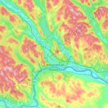 Топографическая карта Edmundston, высота, рельеф