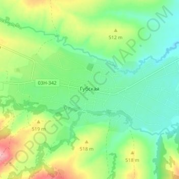 Топографическая карта Губская, высота, рельеф