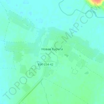 Топографическая карта Новая Карьга, высота, рельеф