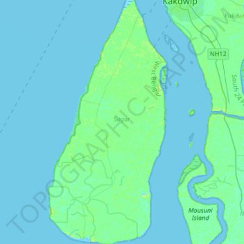 Топографическая карта Sagar Island, высота, рельеф