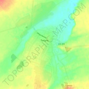 Топографическая карта Тисуль, высота, рельеф