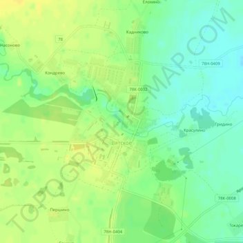 Топографическая карта Вятское, высота, рельеф