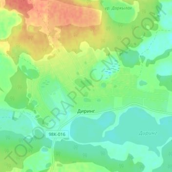Топографическая карта Диринг, высота, рельеф