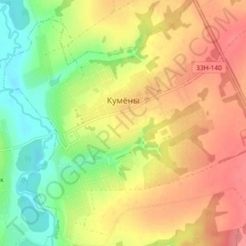 Топографическая карта Кумёны, высота, рельеф
