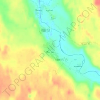 Топографическая карта Макачево, высота, рельеф