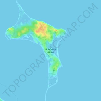 Топографическая карта Gardiners Island, высота, рельеф
