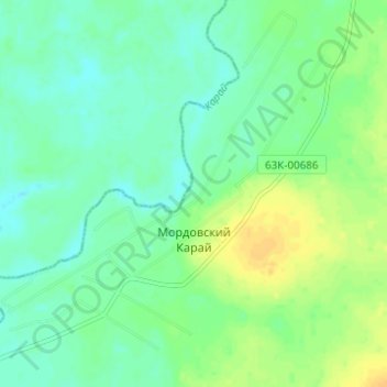 Топографическая карта Мордовский Карай, высота, рельеф