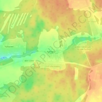 Топографическая карта Растовка, высота, рельеф