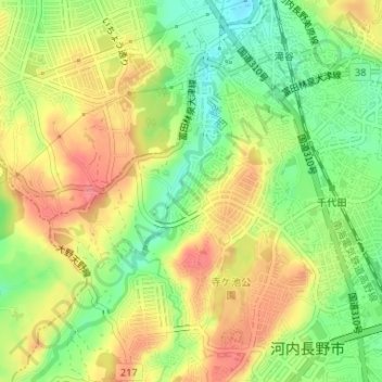 Топографическая карта あかしあ台第６公園, высота, рельеф