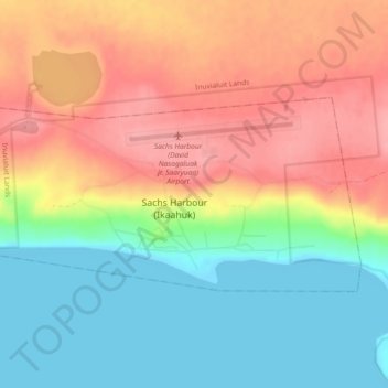 Топографическая карта Sachs Harbour (Ikahuak), высота, рельеф