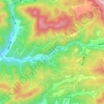 Топографическая карта 荒城川, высота, рельеф