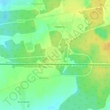 Топографическая карта Повадино, высота, рельеф