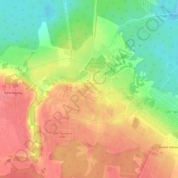 Топографическая карта Оржицы, высота, рельеф