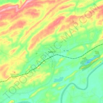 Топографическая карта Ragland, высота, рельеф