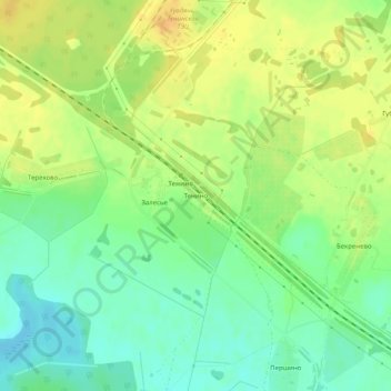 Топографическая карта Тенино, высота, рельеф