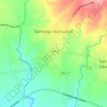 Топографическая карта Santiago Nonualco, высота, рельеф