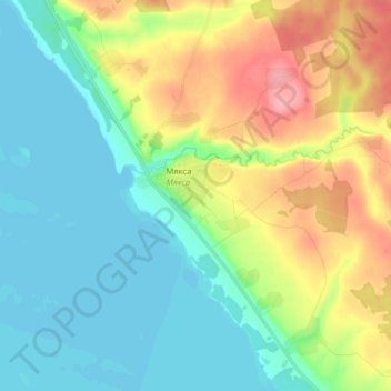Топографическая карта Мякса, высота, рельеф